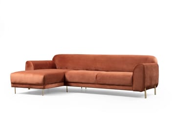 Gajanejos Venstrevendt Sovesofa med Sjeselong 87x237 cm i Fløyel - Terrakotta - Møbler - Sofaer - Sovesofaer - Sovesofa divan