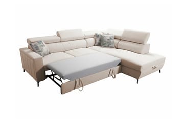 Galbally 3-sits Hörnbäddsoffa NO_BRAND Ljusgrå - Møbler - Sofaer - Sovesofaer - Langsgående sovesofa