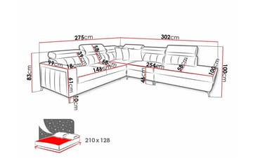 Galbally 4-sits Hörnbäddsoffa NO_BRAND Light brown - Møbler - Sofaer - Sovesofaer - Langsgående sovesofa