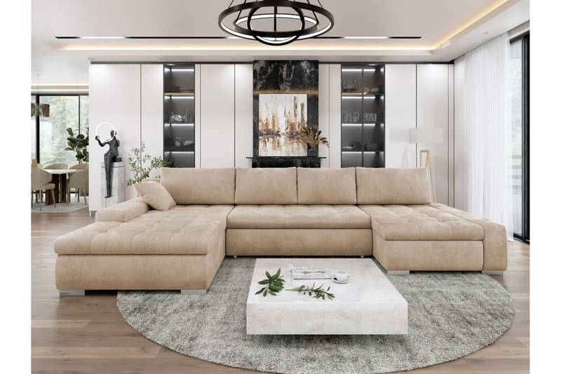 Gammel Sovesofa Dobbel Divan 4-Seter - Beige - Møbler - Sofaer - Sovesofaer - U sovesofa