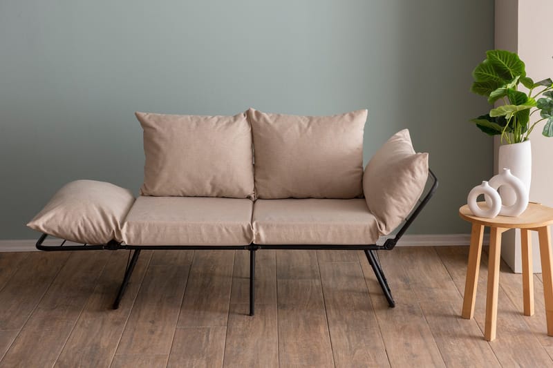 Giancarlo 2-seters Foldbar Sovesofa 60x180 cm i Lin - Beige - Møbler - Sofaer - Sovesofaer - 2 seters sovesofa