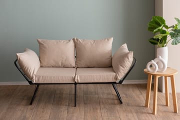 Giancarlo 2-seters Foldbar Sovesofa 60x180 cm i Lin - Beige - Møbler - Sofaer - Sovesofaer - 2 seters sovesofa