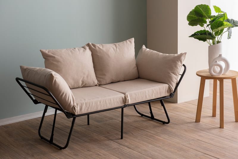 Giancarlo 2-seters Foldbar Sovesofa 60x180 cm i Lin - Beige - Møbler - Sofaer - Sovesofaer - 2 seters sovesofa