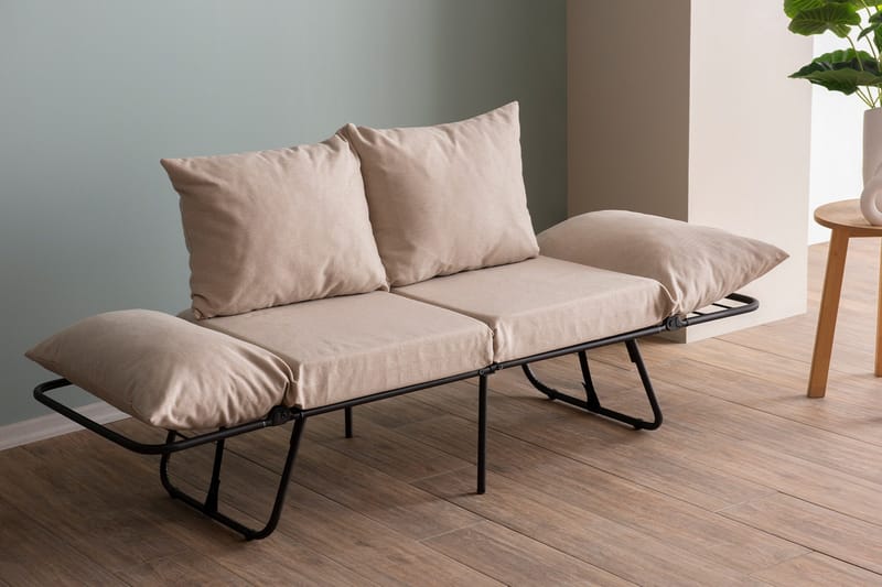 Giancarlo 2-seters Foldbar Sovesofa 60x180 cm i Lin - Beige - Møbler - Sofaer - Sovesofaer - 2 seters sovesofa
