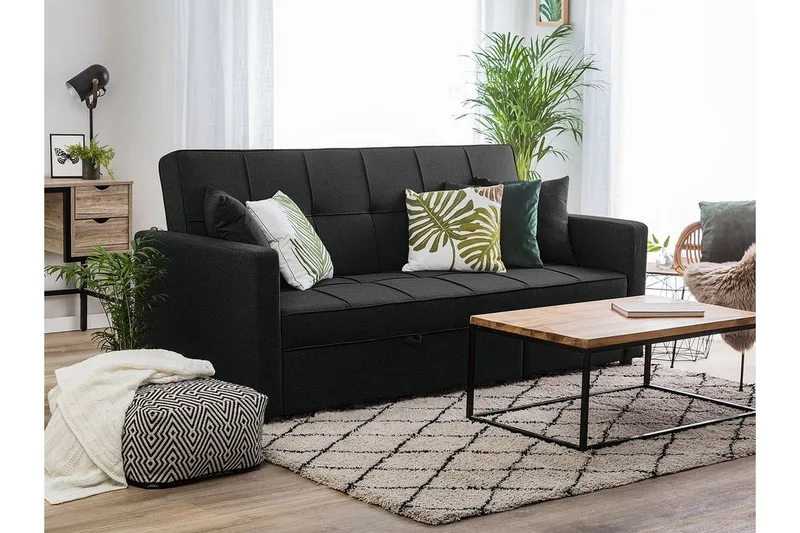 Glomma 3-seter Uttrekkbar Sovesofa 181x207 cm i Stoff - Mørkegrå - Møbler - Sofaer - Sovesofaer - 3 seters sovesofa