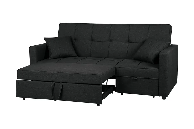 Glomma 3-seter Uttrekkbar Sovesofa 181x207 cm i Stoff - Mørkegrå - Møbler - Sofaer - Sovesofaer - 3 seters sovesofa