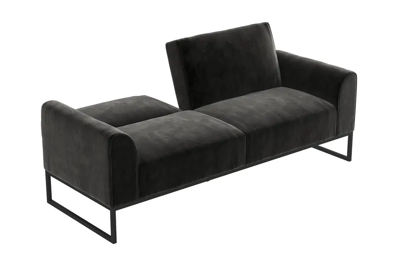 Gonxhe 2-seter Rektangulær Sovesofa 113x179 cm i Fløyel - Sort - Møbler - Sofaer - Sovesofaer - 2 seters sovesofa