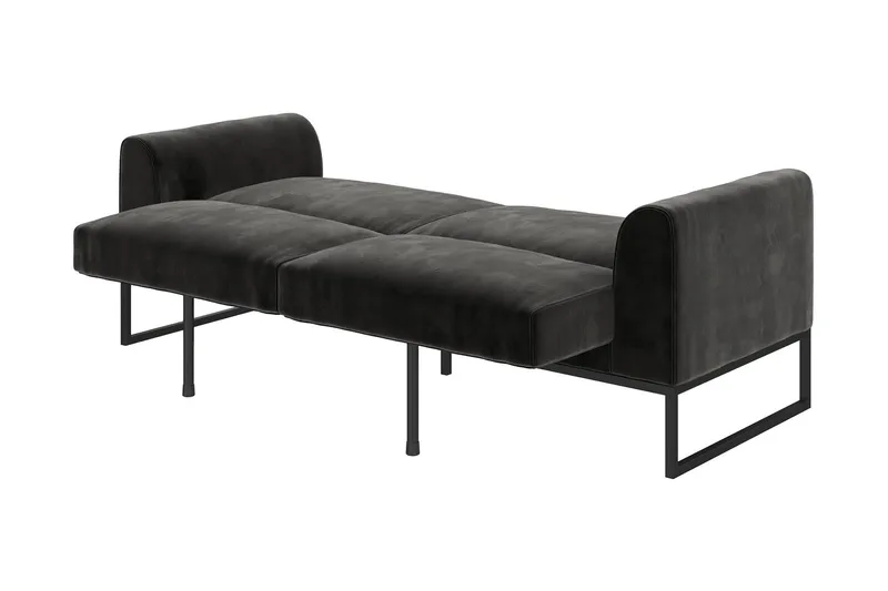 Gonxhe 2-seter Rektangulær Sovesofa 113x179 cm i Fløyel - Sort - Møbler - Sofaer - Sovesofaer - 2 seters sovesofa