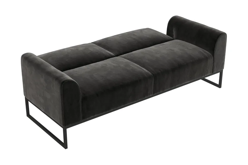 Gonxhe 2-seter Rektangulær Sovesofa 113x179 cm i Fløyel - Sort - Møbler - Sofaer - Sovesofaer - 2 seters sovesofa