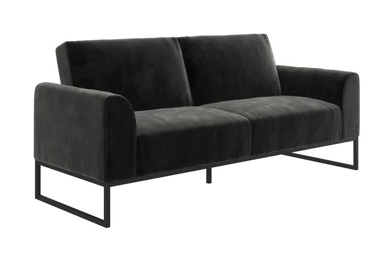 Gonxhe 2-seter Rektangulær Sovesofa 113x179 cm i Fløyel - Sort - Møbler - Sofaer - Sovesofaer - 2 seters sovesofa