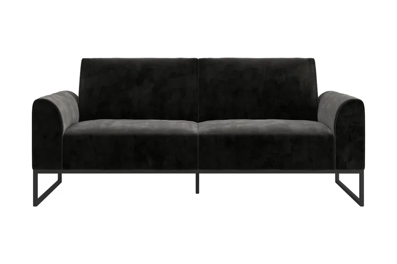 Gonxhe 2-seter Rektangulær Sovesofa 113x179 cm i Fløyel, Sort