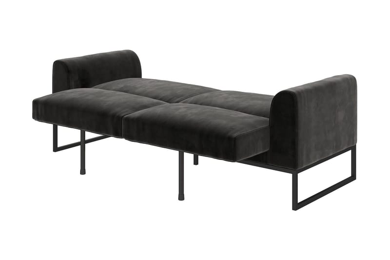 Gonxhe 2-seter Rektangulær Sovesofa 113x179 cm i Fløyel - Svart - Møbler - Sofaer - Sovesofaer - 2 seters sovesofa