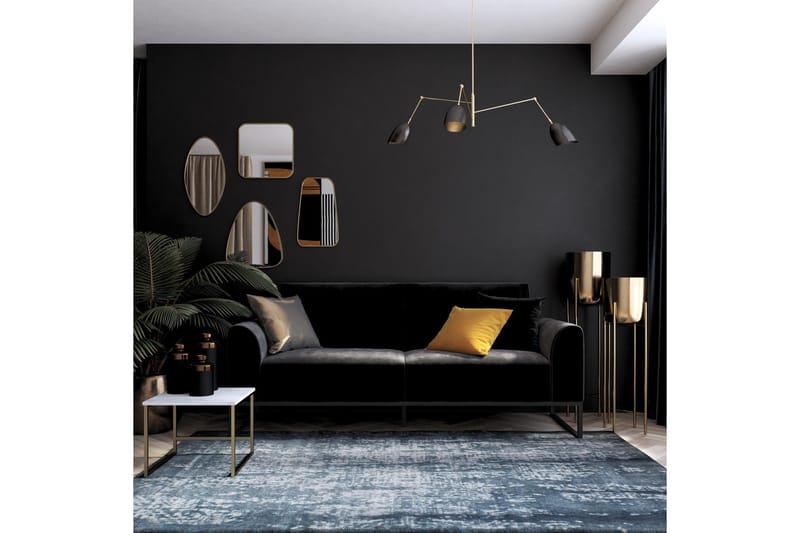 Gonxhe 2-seter Rektangulær Sovesofa 113x179 cm i Fløyel - Svart - Møbler - Sofaer - Sovesofaer - 2 seters sovesofa