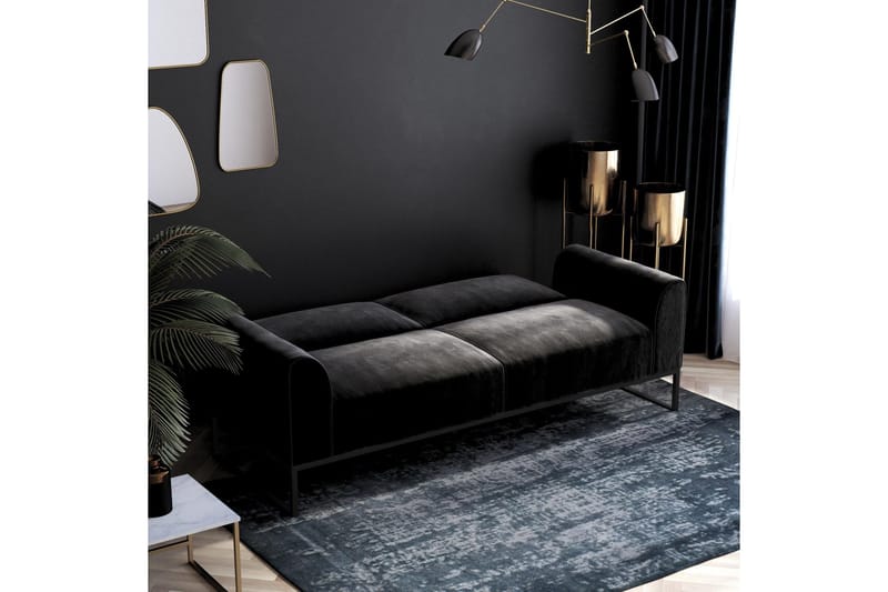 Gonxhe 2-seter Rektangulær Sovesofa 113x179 cm i Fløyel - Svart - Møbler - Sofaer - Sovesofaer - 2 seters sovesofa