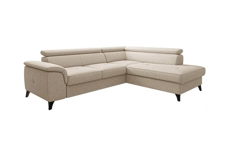 Graystone 3-seter Høyre Hjørnesovesofa med Oppbevaring i Stoff, Beige
