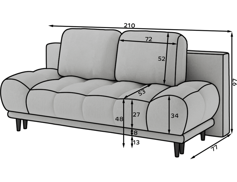 Guavio 2-seters Bubblig sovesofa med oppbevaring - Jaffray 30 - Møbler - Sofaer - Sovesofaer - 2 seters sovesofa