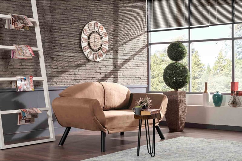 Gweno 2-seter Utbrettbar Sovesofa 75x210 cm i Lin - Brun - Møbler - Sofaer - Sovesofaer - 2 seters sovesofa