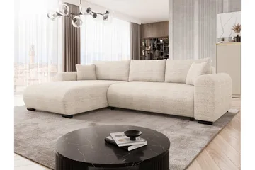 Handda 3-seters Venstrevendt Sovesofa med Sjeselong i Stoff - Beige - Møbler - Sofaer - Sovesofaer - Sovesofa divan