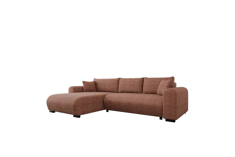 Handda 3-seters Venstrevendt Sovesofa med Sjeselong i Stoff, Rustbrun
