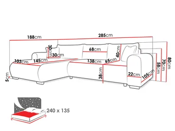 Handda 4-seters Divansofa Venstre - Møbler - Sofaer - Sovesofaer - Hjørnesovesofa