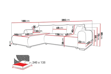 Handda Sovesofa Med 3-Seters Divan - Møbler - Sofaer - Sovesofaer - Sovesofa divan