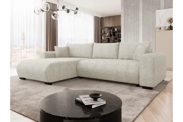 Handda Sovesofa med Sjeselong 3-seter i Bouclé - Beige - Møbler - Sofaer - Sovesofaer - Sovesofa divan