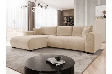 Handda Sovesofa med Sjeselong 3-seter i Chenille - Beige - Møbler - Sofaer - Sovesofaer - Sovesofa divan
