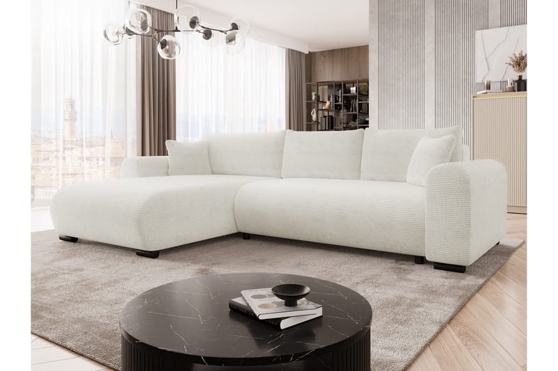 Handda Sovesofa med Sjeselong 3-seter i Chenille - Hvit - Møbler - Sofaer - Sovesofaer - Sovesofa divan