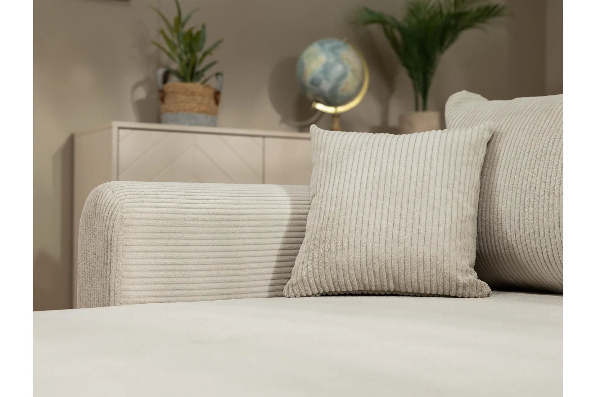 Handda Sovesofa med Sjeselong 3-seter i Chenille - Hvit - Møbler - Sofaer - Sovesofaer - Sovesofa divan