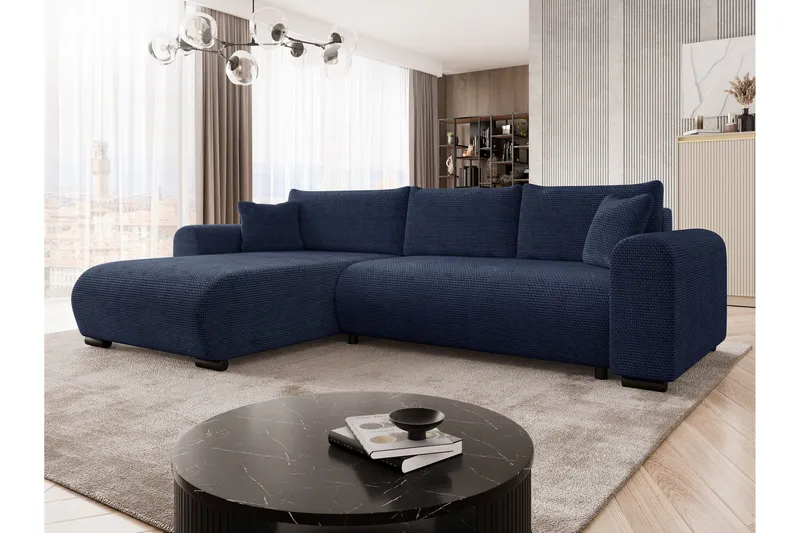 Handda Sovesofa med Sjeselong 3-seter i Chenille - Marineblå - Møbler - Sofaer - Sovesofaer - Sovesofa divan