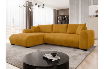 Handda Sovesofa med Sjeselong 3-seter i Fløyel - Gul - Møbler - Sofaer - Sovesofaer - Sovesofa divan