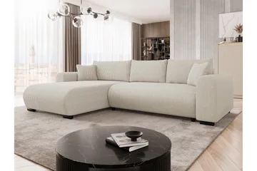 Handda Sovesofa med Sjeselong 3-seter i Manchester - Beige - Møbler - Sofaer - Sovesofaer - Sovesofa divan