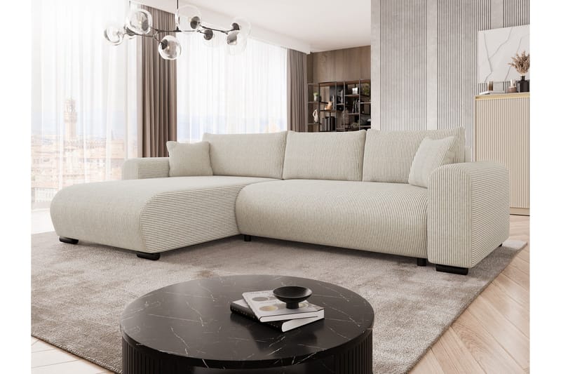 Handda Sovesofa med Sjeselong 3-seter i Manchester - Beige - Møbler - Sofaer - Sovesofaer - Sovesofa divan