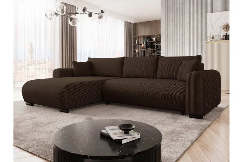 Handda Sovesofa med Sjeselong 3-seter i Manchester - Brun - Møbler - Sofaer - Sovesofaer - Sovesofa divan