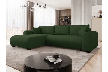 Handda Sovesofa med Sjeselong 3-seter i Manchester - Grønn - Møbler - Sofaer - Sovesofaer - Sovesofa divan