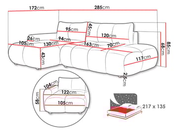 Handu 4-seters Divansofa Høyre - Møbler - Sofaer - Sovesofaer - Hjørnesovesofa