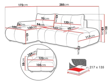Handu 4-seters Divansofa Høyre - Møbler - Sofaer - Sovesofaer - Hjørnesovesofa