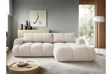 Handu Sovesofa med Sjeselong 3-seter i Bouclé - Beige - Møbler - Sofaer - Sovesofaer - Sovesofa divan