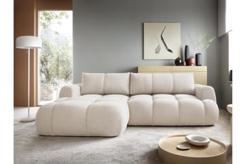 Handu Sovesofa med Sjeselong 3-seter i Bouclé - Beige - Møbler - Sofaer - Sovesofaer - Sovesofa divan