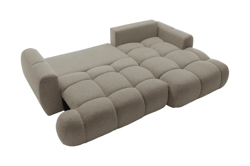 Handu Sovesofa med Sjeselong 3-seter i Bouclé - Beige - Møbler - Sofaer - Sovesofaer - Sovesofa divan