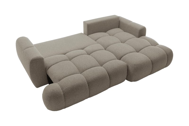 Handu Sovesofa med Sjeselong 3-seter i Bouclé - Brun - Møbler - Sofaer - Sovesofaer - Sovesofa divan