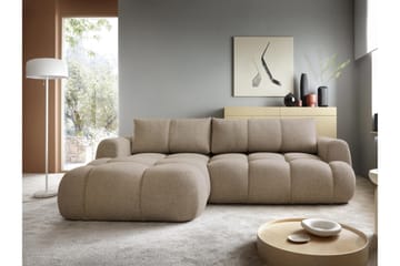 Handu Sovesofa med Sjeselong 3-seter i Bouclé - Brun - Møbler - Sofaer - Sovesofaer - Sovesofa divan
