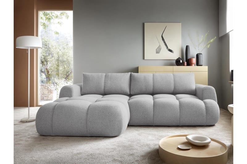 Handu Sovesofa med Sjeselong 3-seter i Bouclé - Grå - Møbler - Sofaer - Sovesofaer - Sovesofa divan