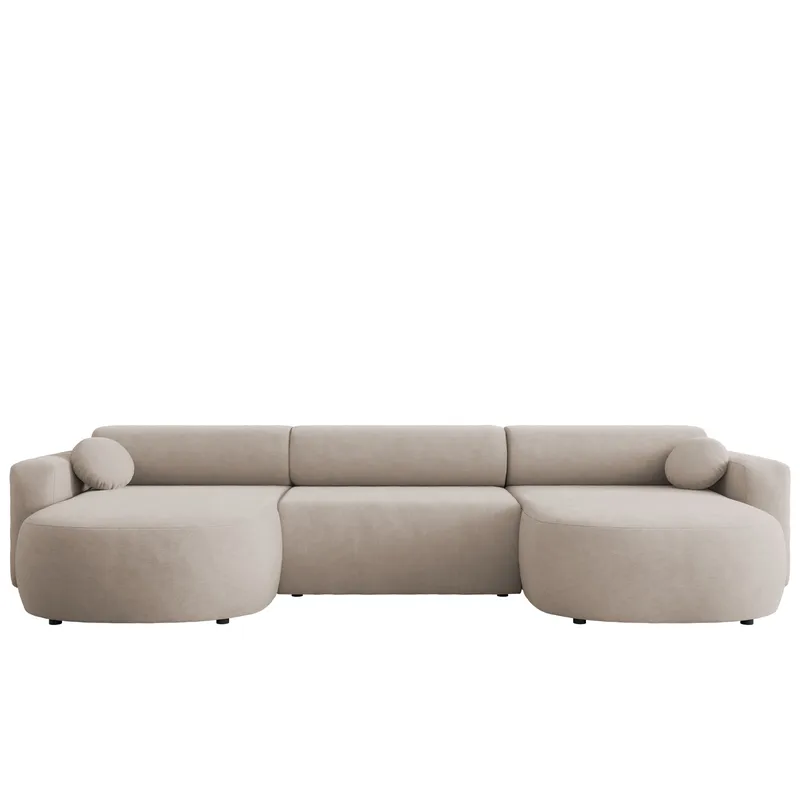 Hanish Sovesofa med dobbel sjeselong 5-seter - Beige - Møbler - Sofaer - Sovesofaer - U sovesofa