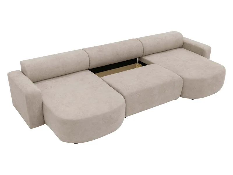 Hanish Sovesofa med dobbel sjeselong 5-seter - Hvit - Møbler - Sofaer - Sovesofaer - U sovesofa