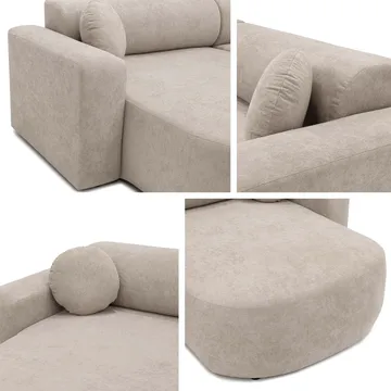 Hanish Sovesofa med dobbel sjeselong 5-seter - Hvit - Møbler - Sofaer - Sovesofaer - U sovesofa