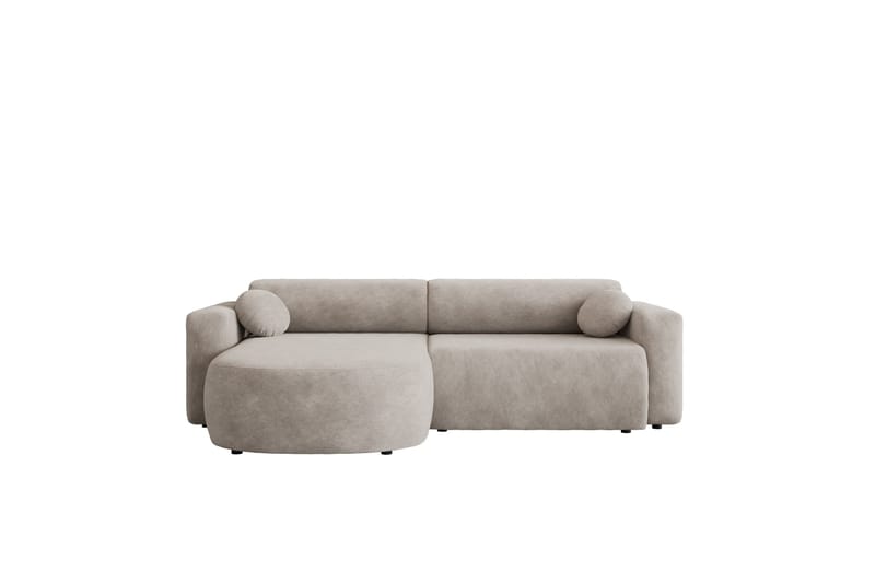 Hanish Sovesofa med Sjeselong 3-seter i Plysj - Beige - Møbler - Sofaer - Sovesofaer - Sovesofa divan