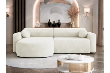 Hanish Sovesofa med Sjeselong 3-seter i Plysj - Beige - Møbler - Sofaer - Sovesofaer - Sovesofa divan