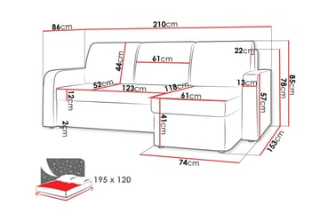 Hardev Sovesofa med Sjeselong 3-seter - Grå - Møbler - Sofaer - Sovesofaer - Sovesofa divan