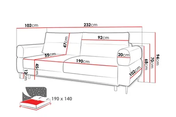 Hawara Sovesofa 2-Seter - Grå - Møbler - Sofaer - Sovesofaer - 2 seters sovesofa